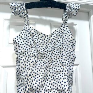 Polka dot linen top
